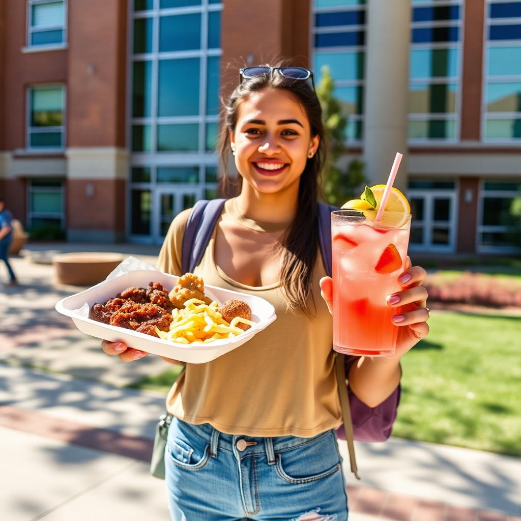 PVAMU student holding a Campus Cravings order on campus