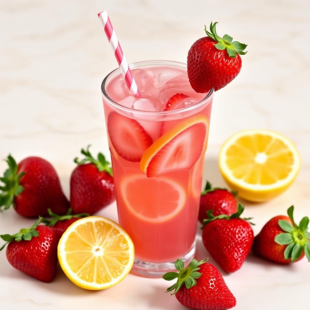 Strawberry lemonade with fresh fruit